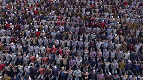 gente y multitud agitando sus manos en el estadio, multitud de animaciones 3d