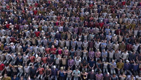 people and crowd waving their hands in stadium, 3d animations crowd