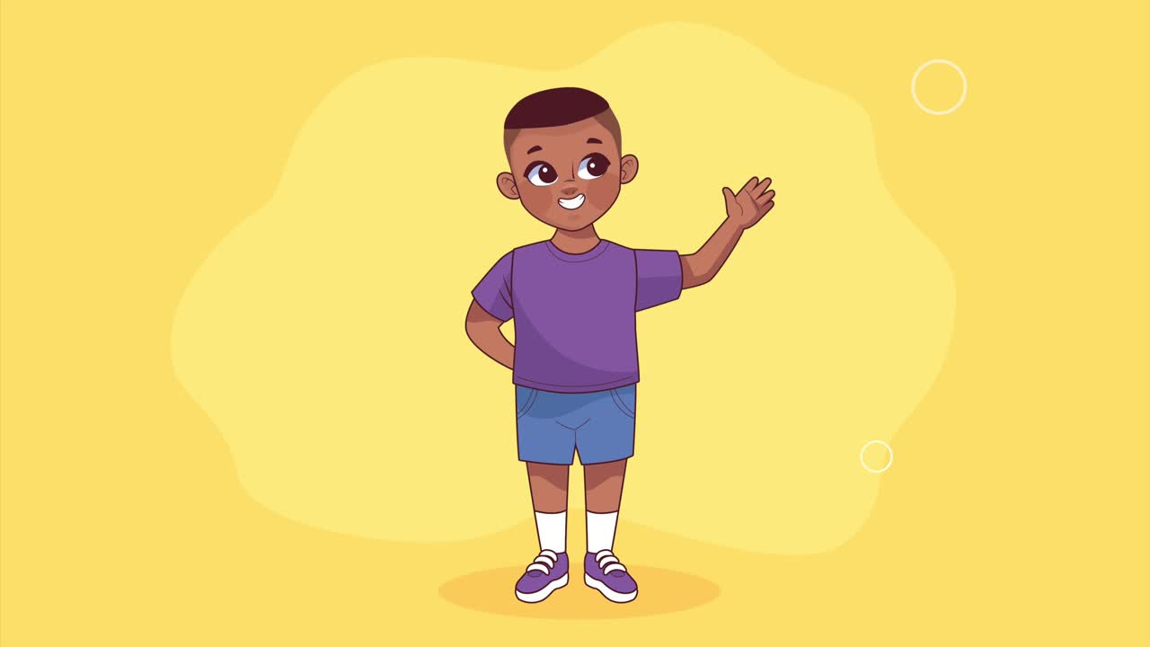 young afro little boy character animation