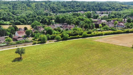 Aerial-view-of-small-north-France-town