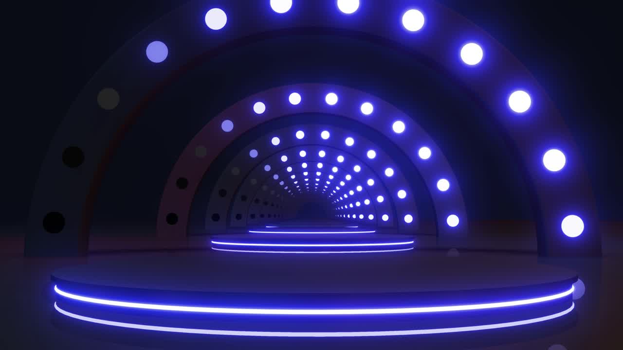 Neon Light Tunnel 3D Render
