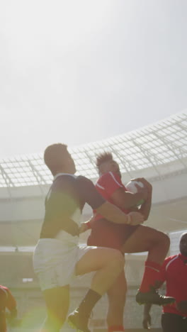 jugadores de rugby jugando un partido de rugby en el estadio 4k