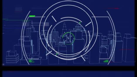 animación del escaneo de alcance sobre la ciudad digital