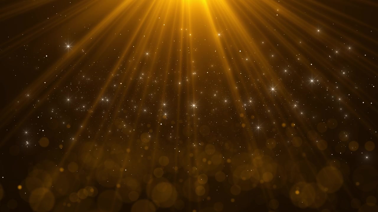Golden spotlight rays background bright stars warm bokeh elegant stage glow award videos gala intros