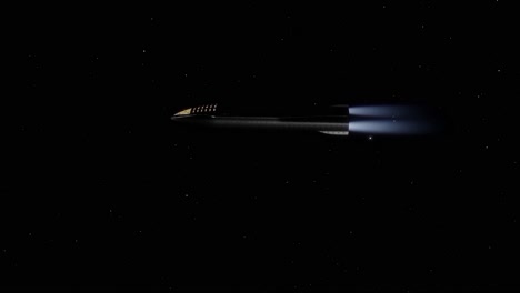 space x starship flying in outerspace, this is a computer simulation