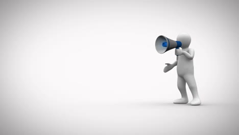 animation of a 3d character yelling in a megaphone