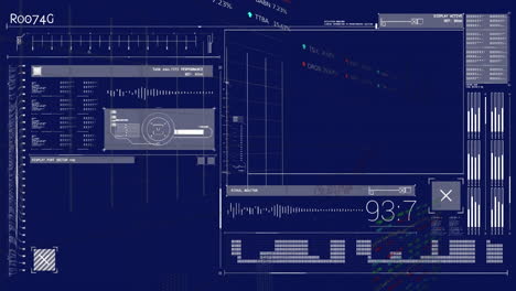 animation of digital interface with data and data processing over black background