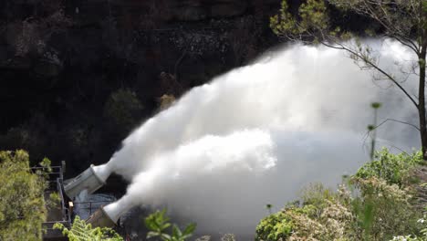 water shooting out of the dam pumps with a lot of pressure at cataracta dam sydney nsw