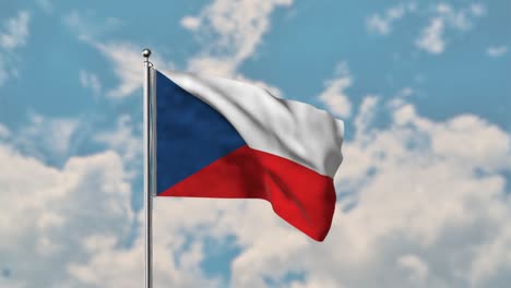 czechia flag waving in the blue sky realistic 4k video