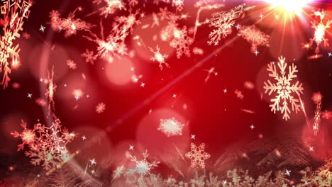 animación de nieve cayendo sobre un fondo rojo