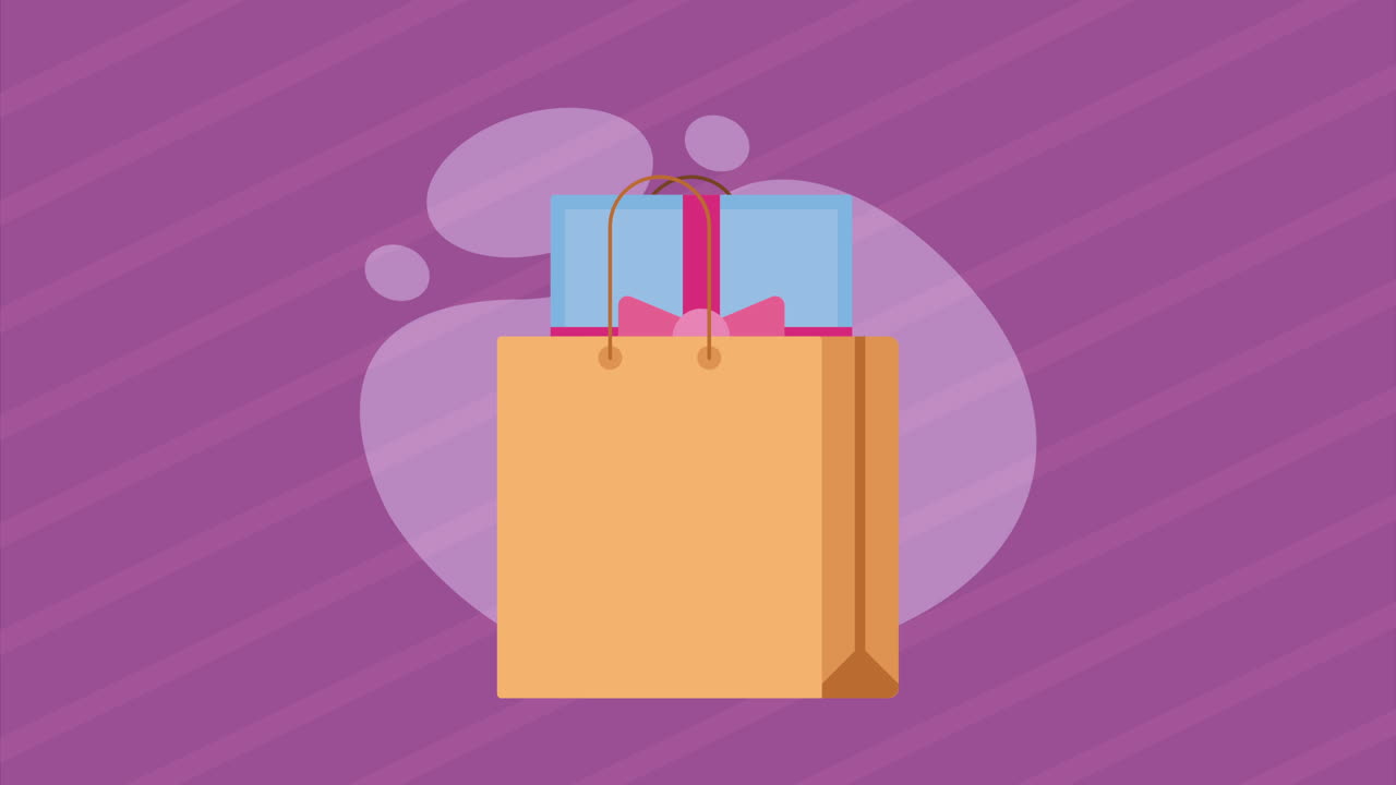 bolsa de compras con animación de regalos