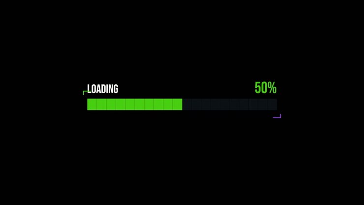 Digital Loading Progress Bar Animation on Black Background