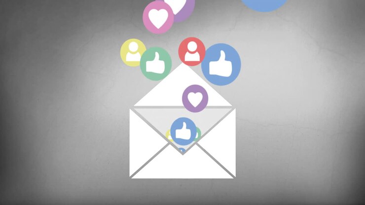 Envelope filled with social media icons 4k