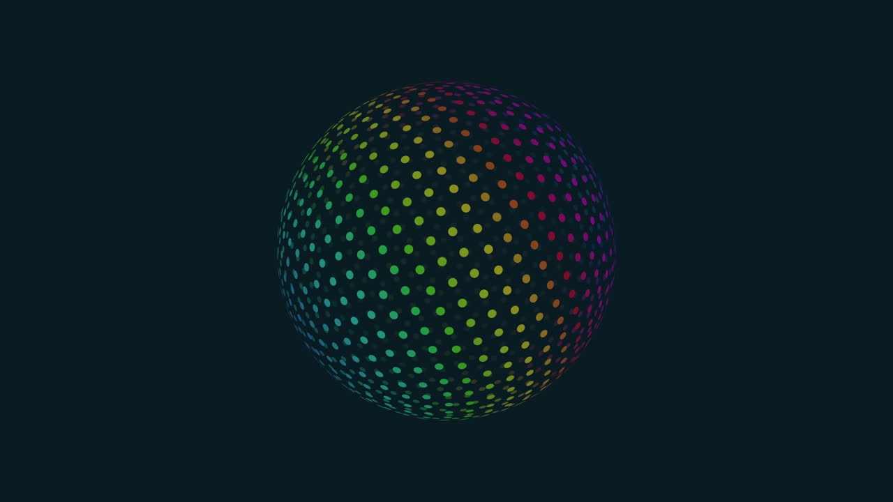Futuristic sphere with dots on black gradient