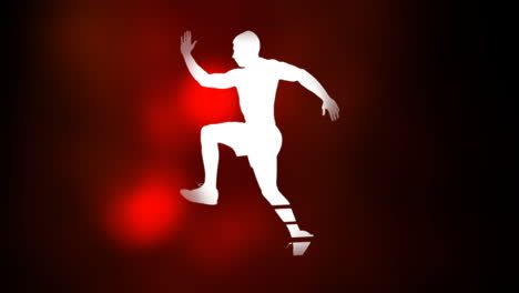 animación de la silueta de un corredor masculino blanco sobre un fondo rojo.