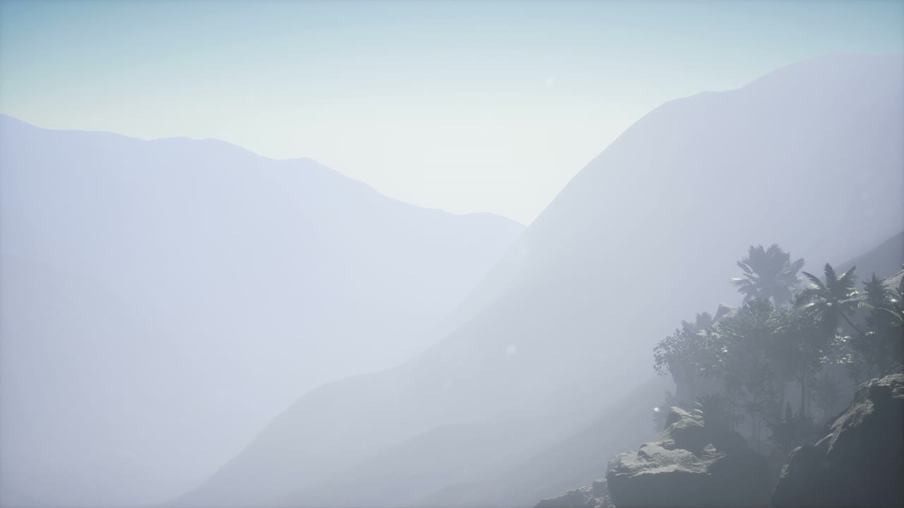 Mountain and Field Landscape with Palms