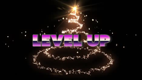 animation of level up text and stars on black background