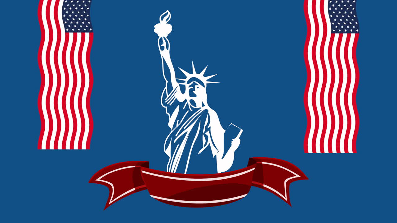 stati uniti d'america bandiere e statua della libertà