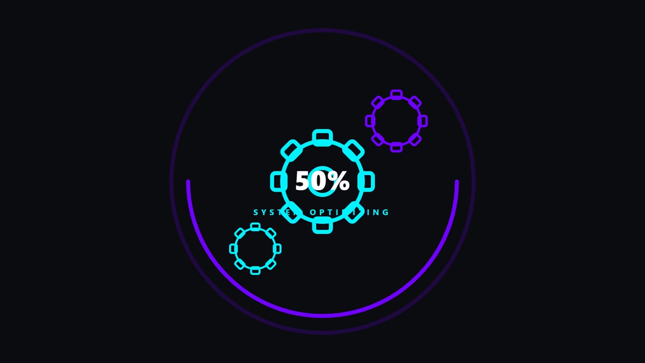 System Optimization Loading Progress Bar with Rotating Gears