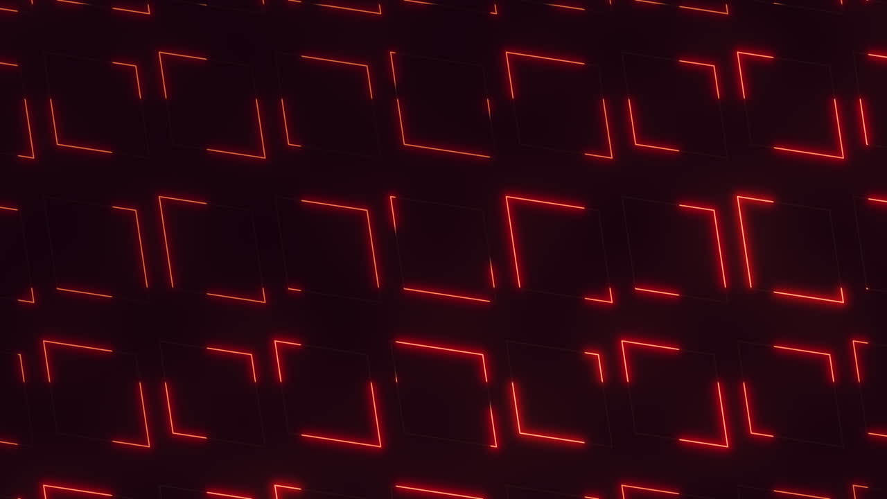 la imagen oscura de la cuadrícula hipnotizante presenta luces de neón rojas que crean un patrón llamativo