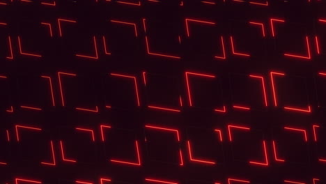la imagen oscura de la cuadrícula hipnotizante presenta luces de neón rojas que crean un patrón llamativo