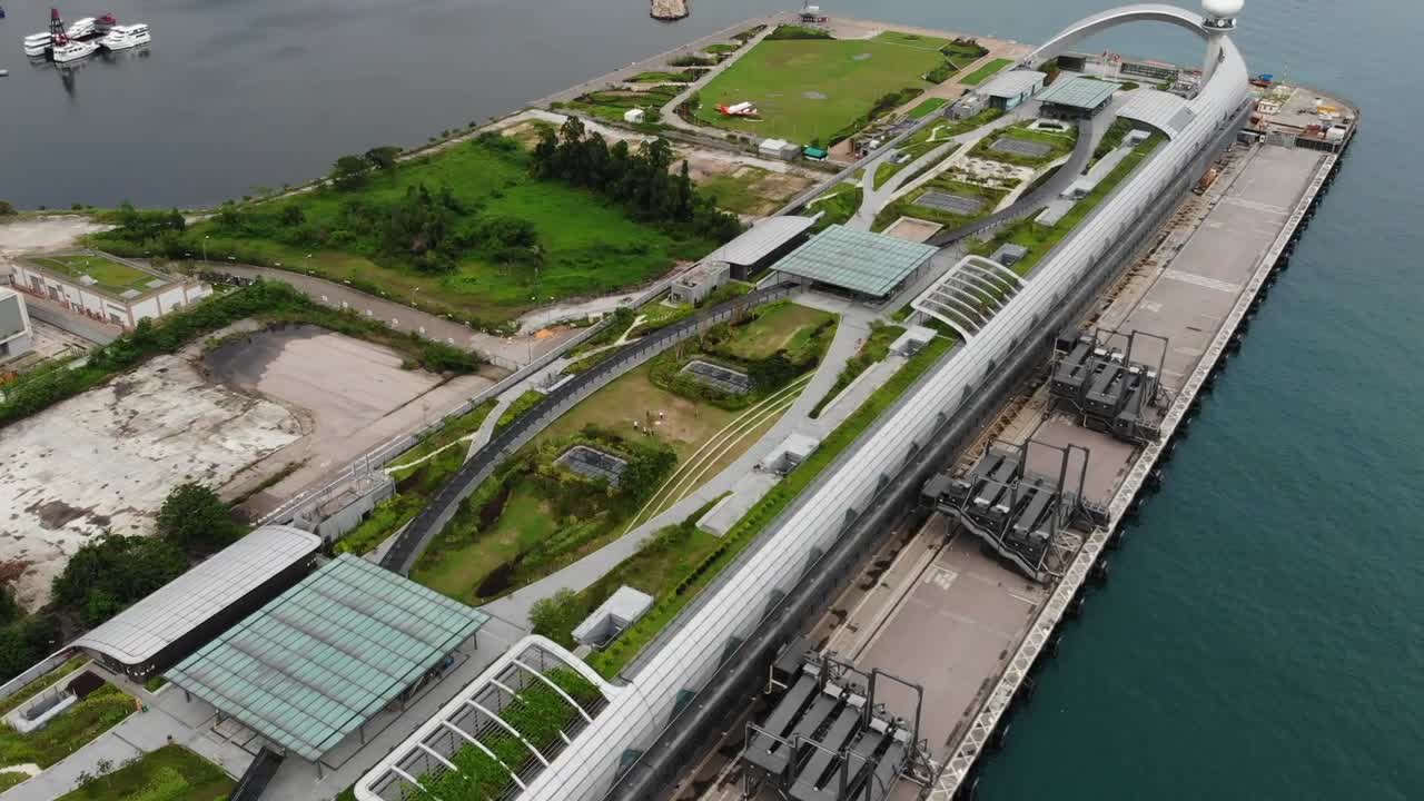Kai Tak Cruise Terminal of Hong Kong from drone view