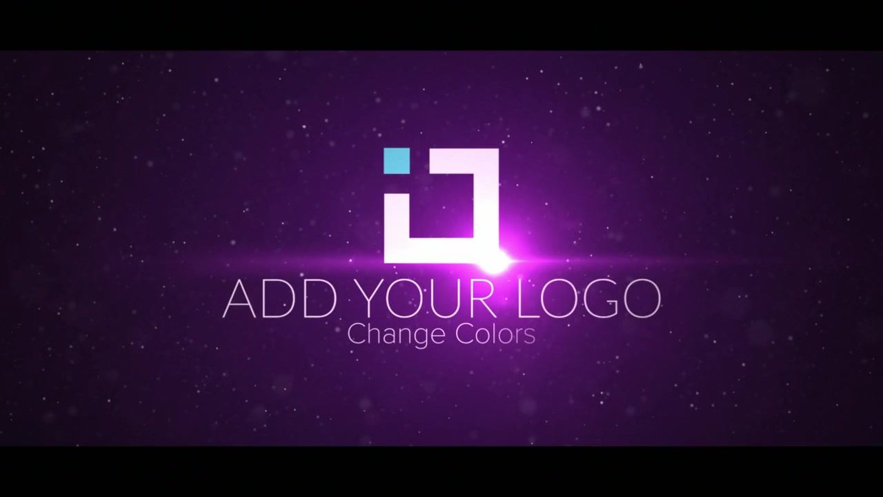 Rivelazione logo cinematica. Modello di motion graphics con effetti particellari