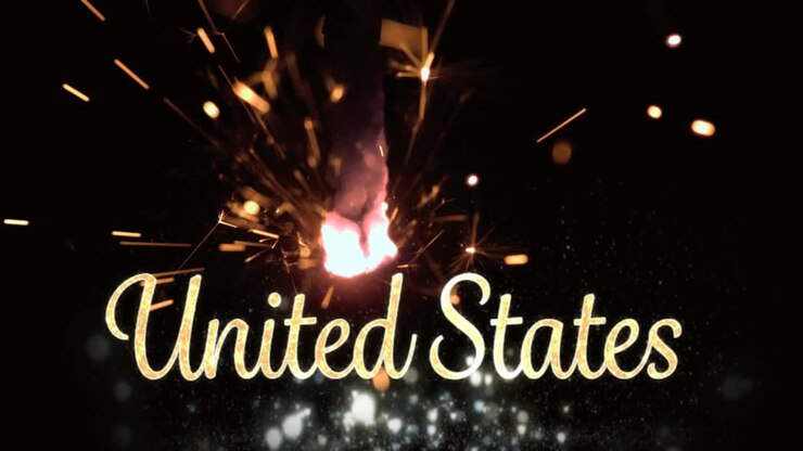 United States text and a sparkle for fourth of July