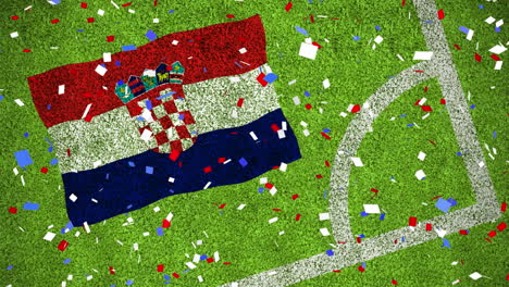 animation of confetti and flag of croatia over stadium