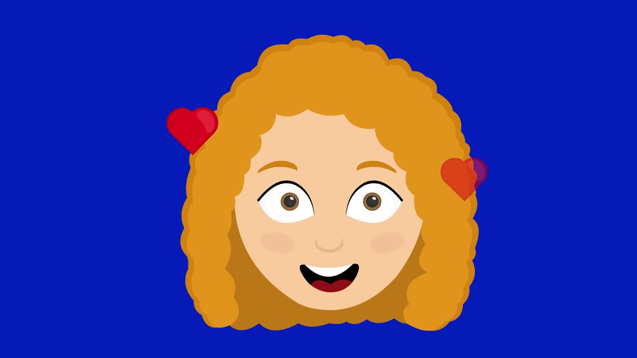 animación en bucle de una joven mujer de dibujos animados con corazones flotando y volando, enamorada y concepto de san valentín