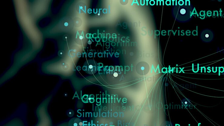 AI Brain Learning Animation With Scientific Neural glossary technology