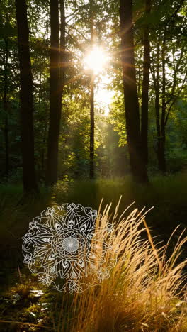 forest sunlight with mandala design