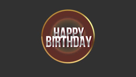 happy birthday greeting in spiraling circle on elegant black background