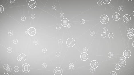 animación de la red de conexiones con iconos digitales
