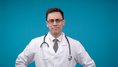 male doctor making different hand gestures and expressions