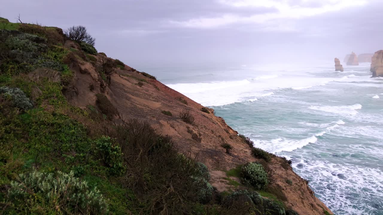 The Twelve Apostles, a major tourist highlight of Australia, Great Ocean Road, slow motion