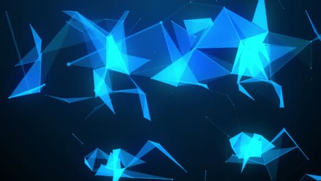 animation of blue geometrical shapes moving on black background