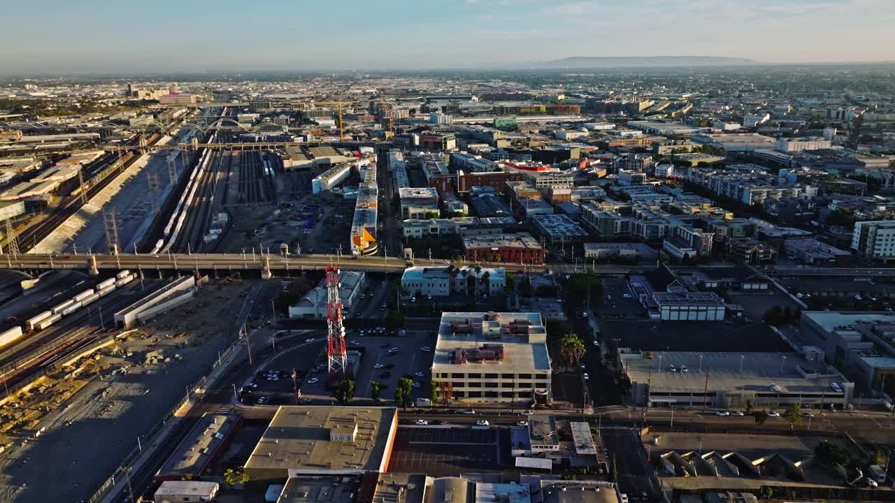 Streets with traffic, houses and trees, Los Angeles suburbs, in California, USA