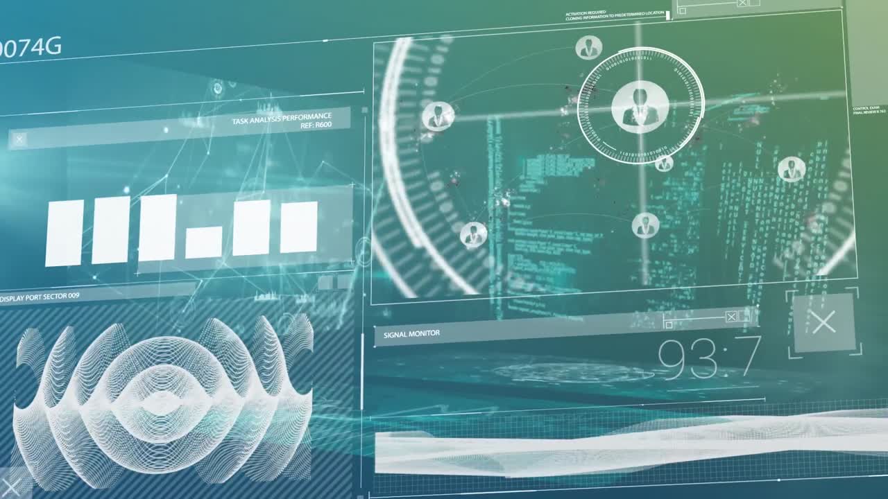 animación del procesamiento de datos sobre un fondo verde