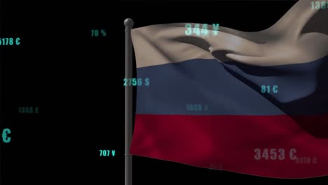 Animation-Der-Flagge-Russlands-über-Die-Datenverarbeitung