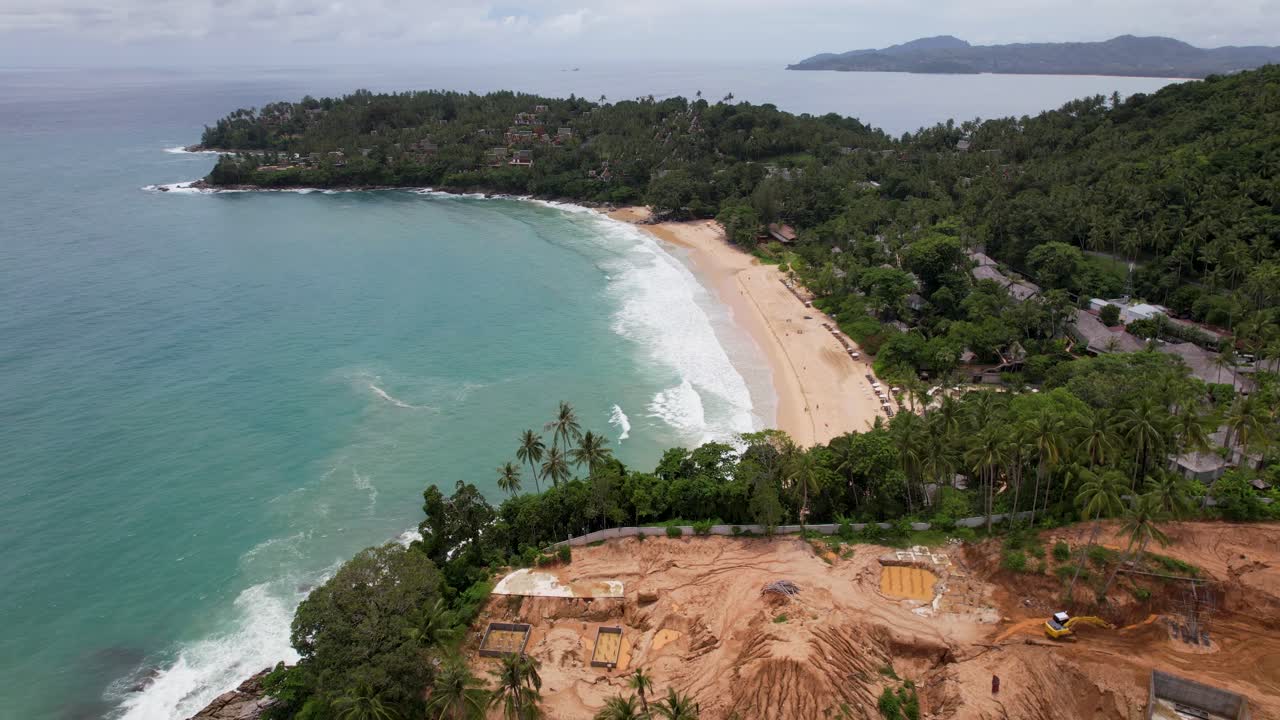 Ocean waves crashing on Surin beach phuket thailand May 2025