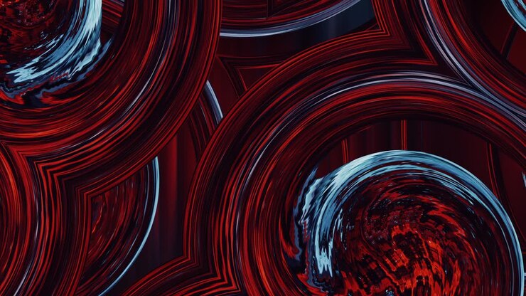 Abstract grunge red blue art wall graffiti style animation background effect. Wavy background in dark gradient geometric. Chaos paint colorful wallpaper. Seamless loop background. 4K motion graphic.