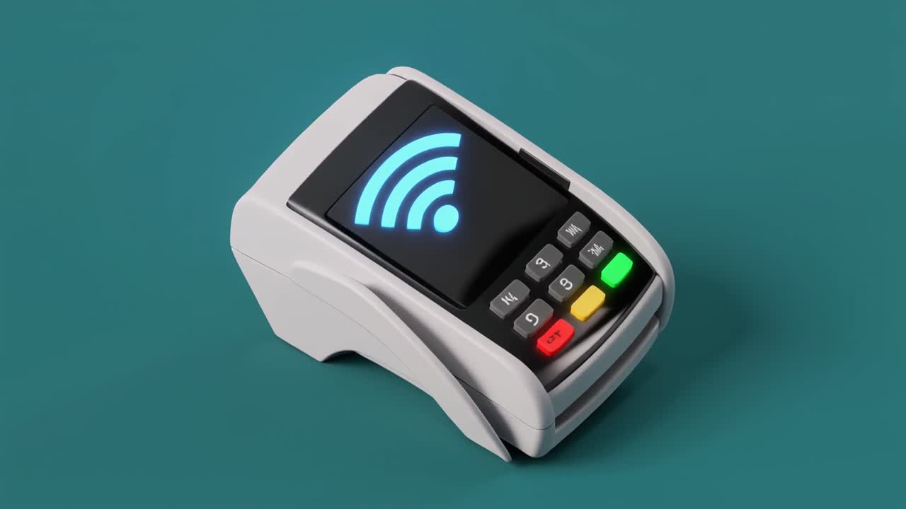 Wireless Payment Terminal Displaying Wi-Fi Connection