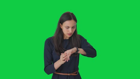 Anxious-Indian-girl-waiting-for-someone-Green-screen