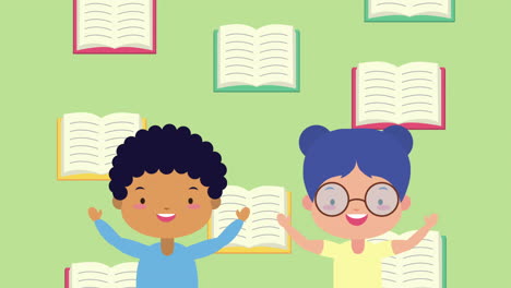 celebración del día mundial del libro con niños pequeños y libros