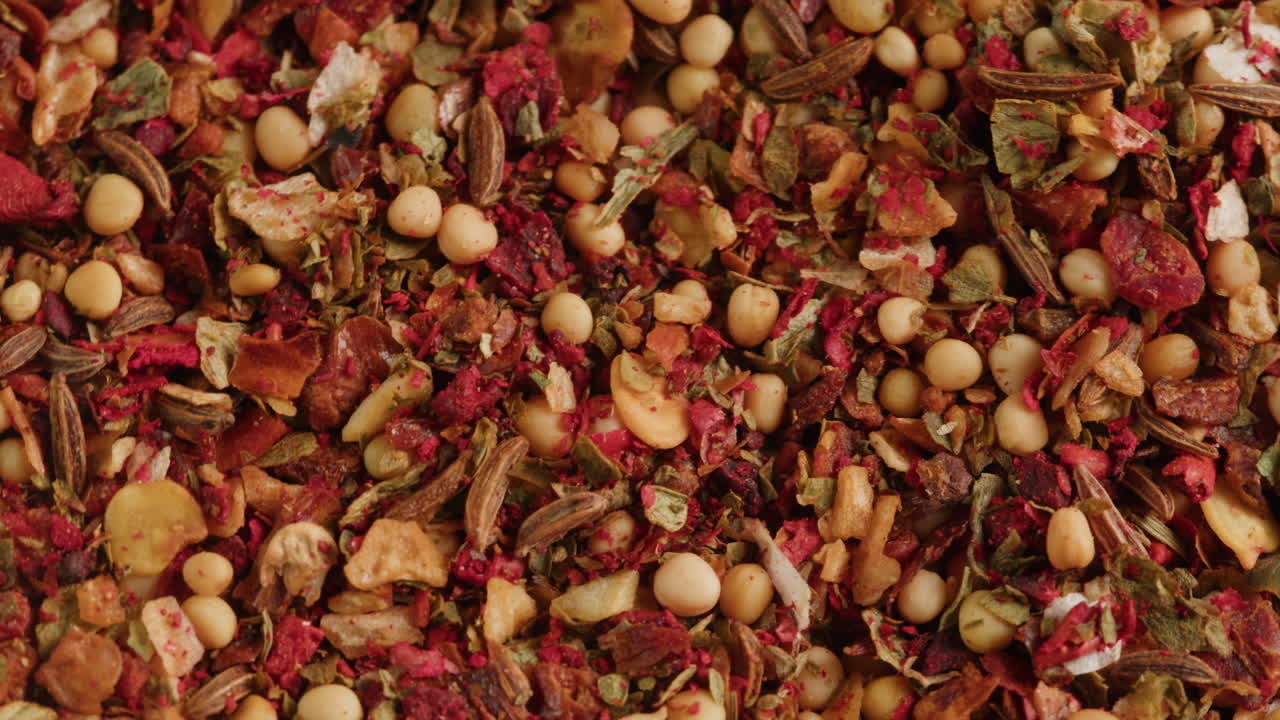 Rotating Macro Shot of Aromatic Culinary Spice Blend
