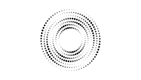 halftone dotted circle rotating. abstract dot round half tone spinning elements