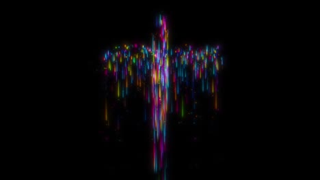 abstracto multicolor resplandor de luz rayas de partículas bucle de la santa cruz sobre el fondo negro.