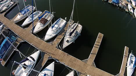 aerial footage of sailboat marina