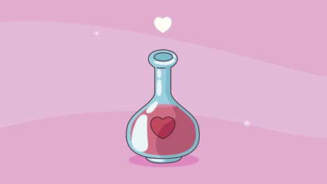 el corazón en la animación de la botella de poción